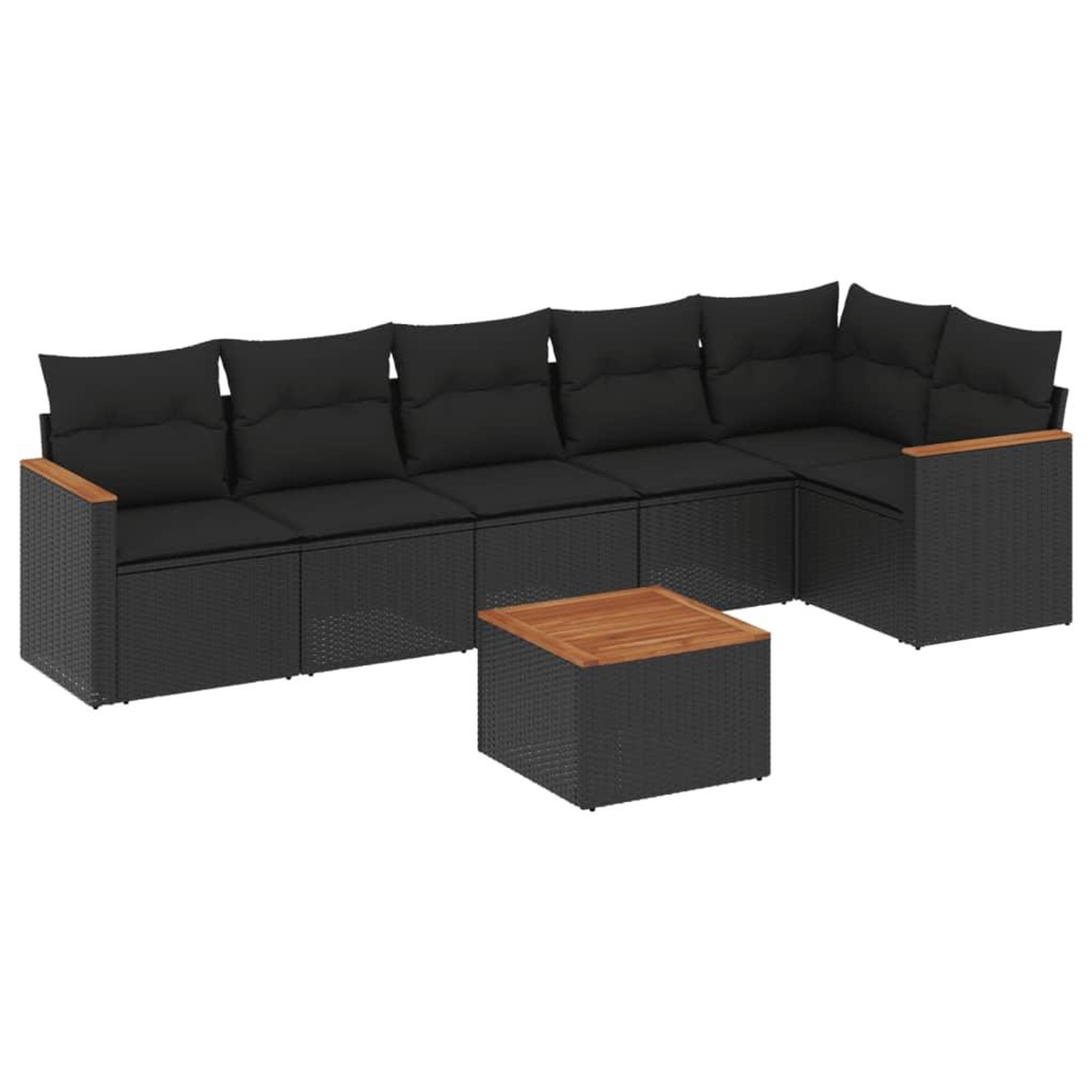 Voir la diapositive 2 : VIDAXL Salon de jardin 7 pcs avec coussins noir resine tressee