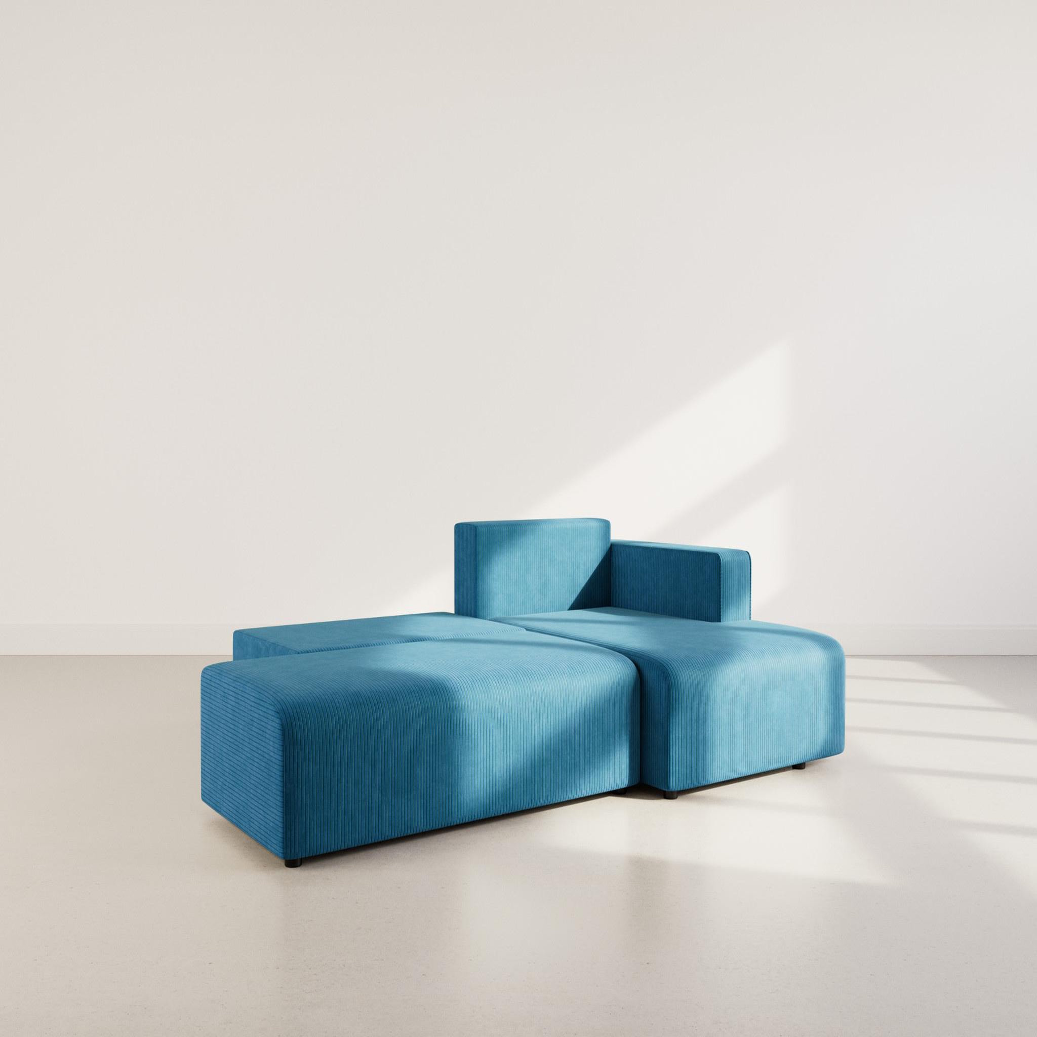 Voir la diapositive 2 : BEST MOBILIER Topaze - canapé d'angle droit 4 places convertible avec coffre en velours côtelé