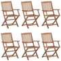 Voir la diapositive 2 : VIDAXL Chaises pliables de jardin lot de 6 avec coussins Bois d'acacia