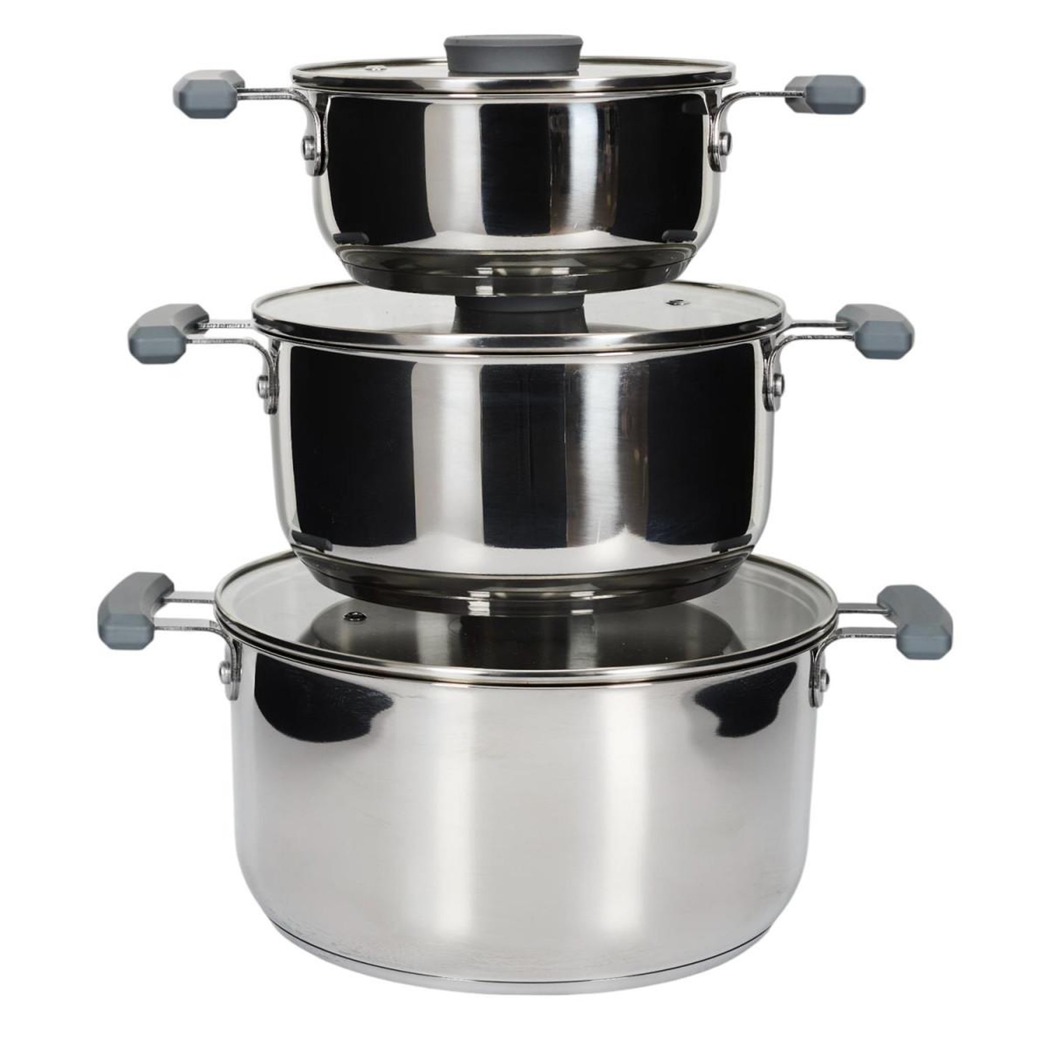Voir la diapositive 2 : COOK CONCEPT Lot de 3 faitouts en inox  empilable  25cm argent