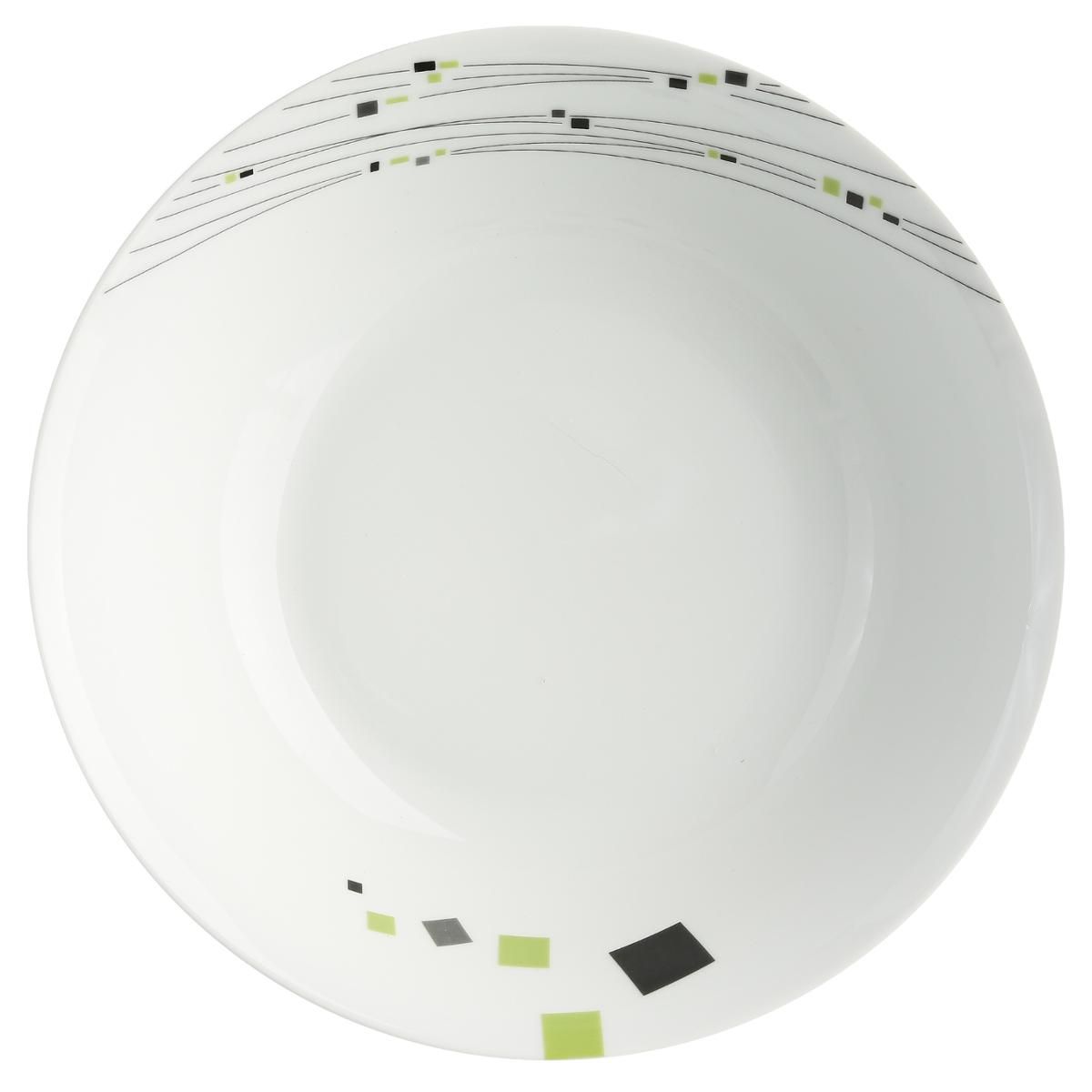 SECRET DE GOURMET Service d'assiettes 19 pièces en porcelaine CARRES VERT