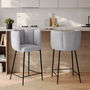 Voir la diapositive 2 : MAISON PAVANE Lot de 2 chaises pour îlot central 67 cm en tissu gris clair-Rosy