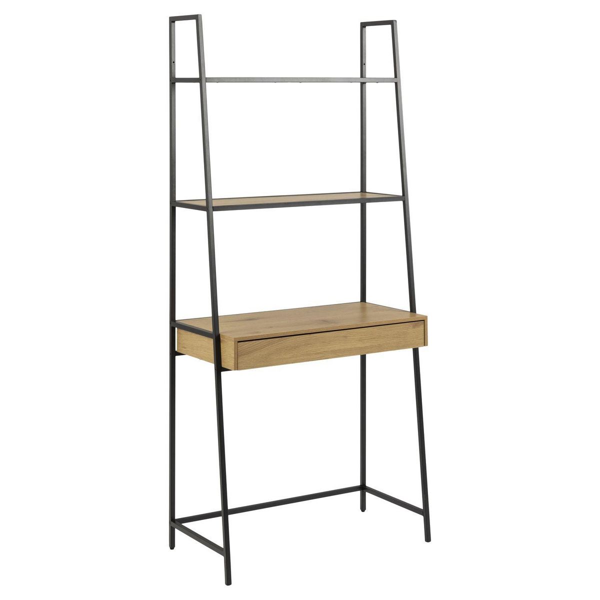 TOILINUX Bureau en MDF et Métal grand tiroir et 2 étagères