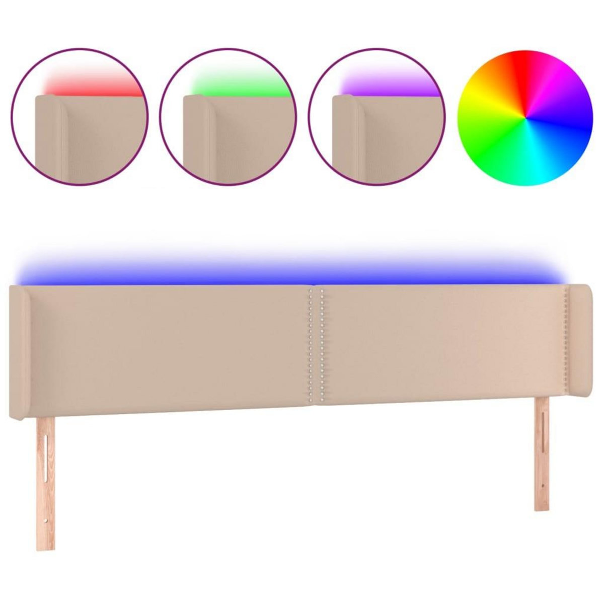 VIDAXL Tete de lit a LED Cappuccino 203x16x78/88 cm Similicuir