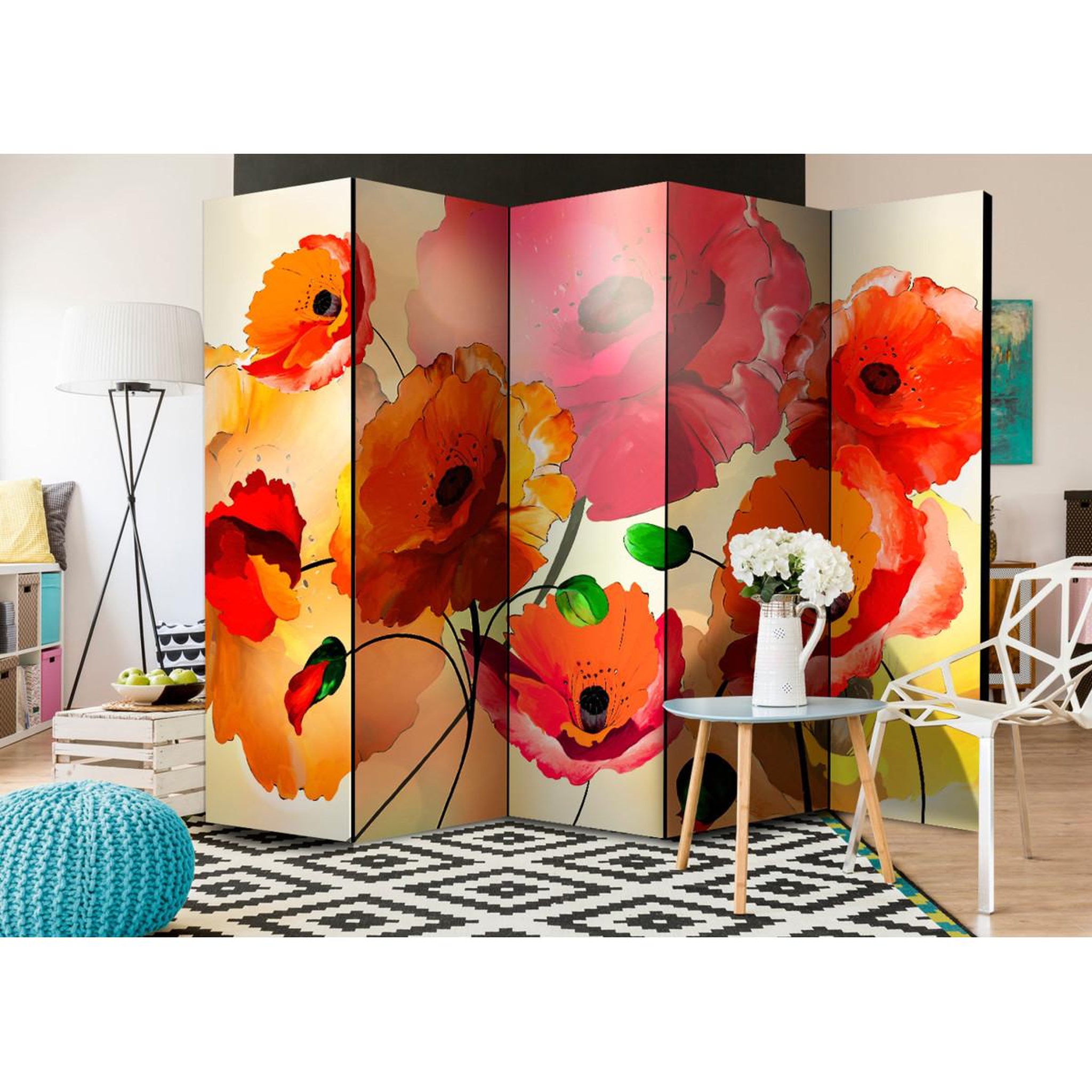 Voir la diapositive 2 : Paris Prix Paravent 5 volets  velvet poppies  172x225cm