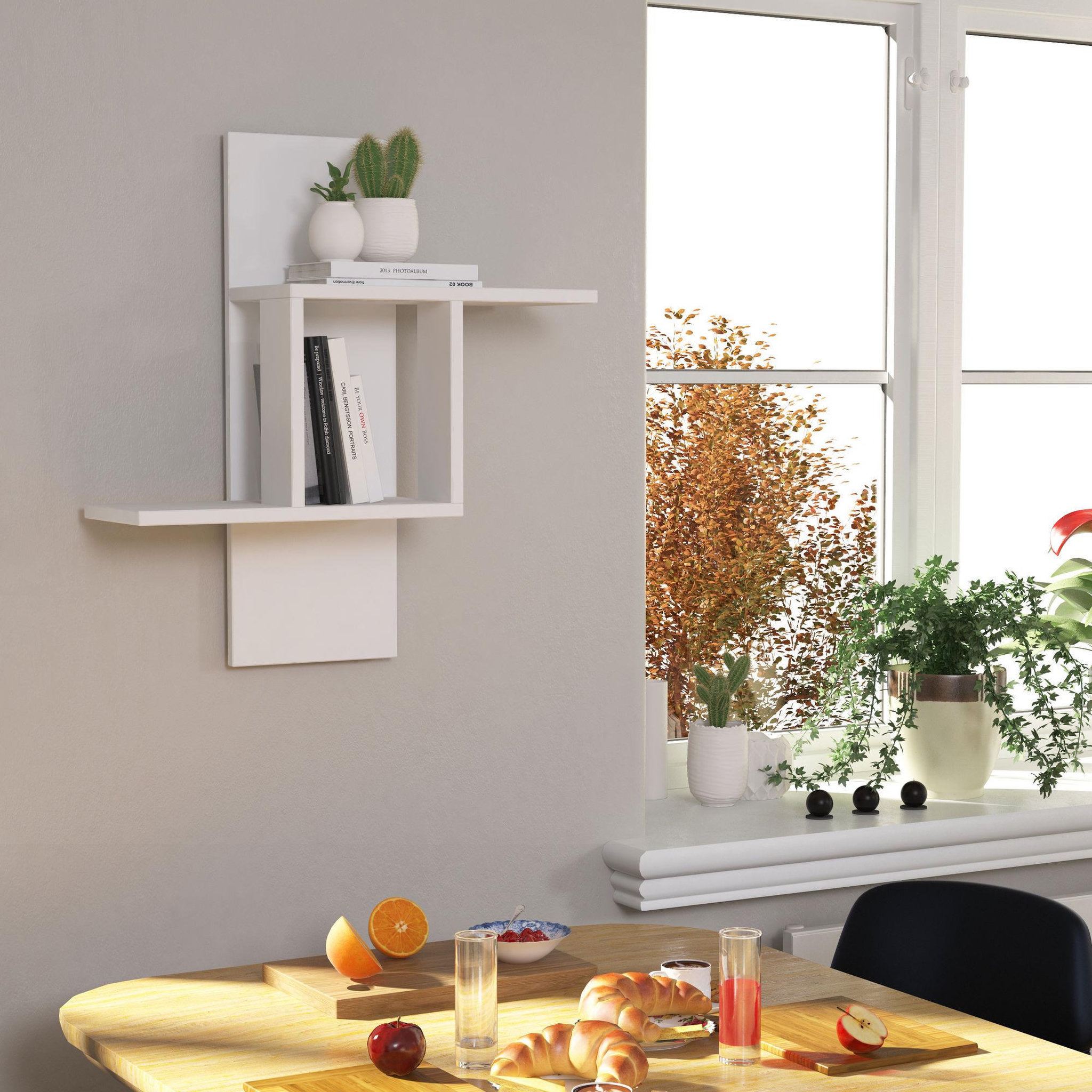 Voir la diapositive 2 : Habitat et Jardin Étagère murale en bois  mill  64 x 20 x 70 cm - blanc