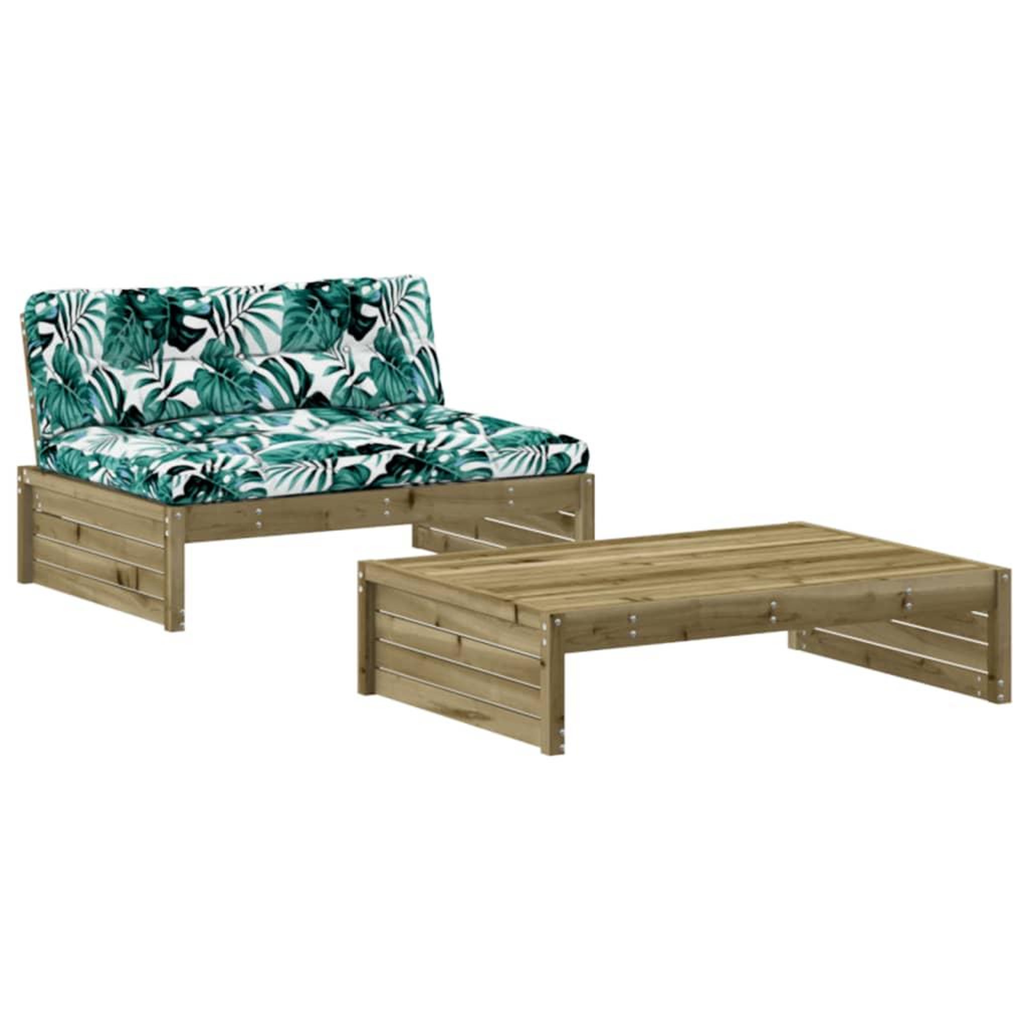 Voir la diapositive 2 : VIDAXL Salon de jardin 2 pcs avec coussins bois de pin impregne