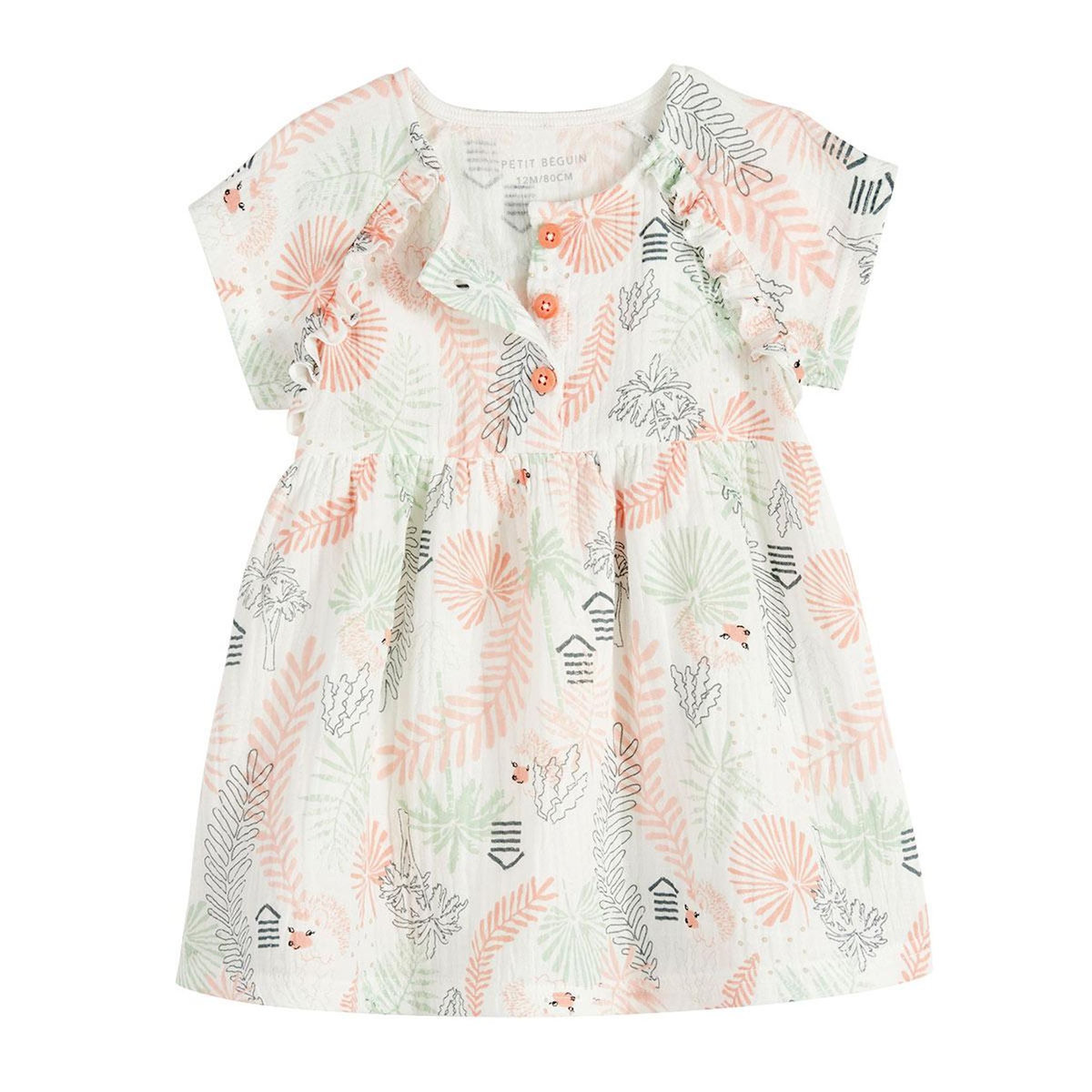 Petit Béguin Robe bébé en gaze de coton Cilaos