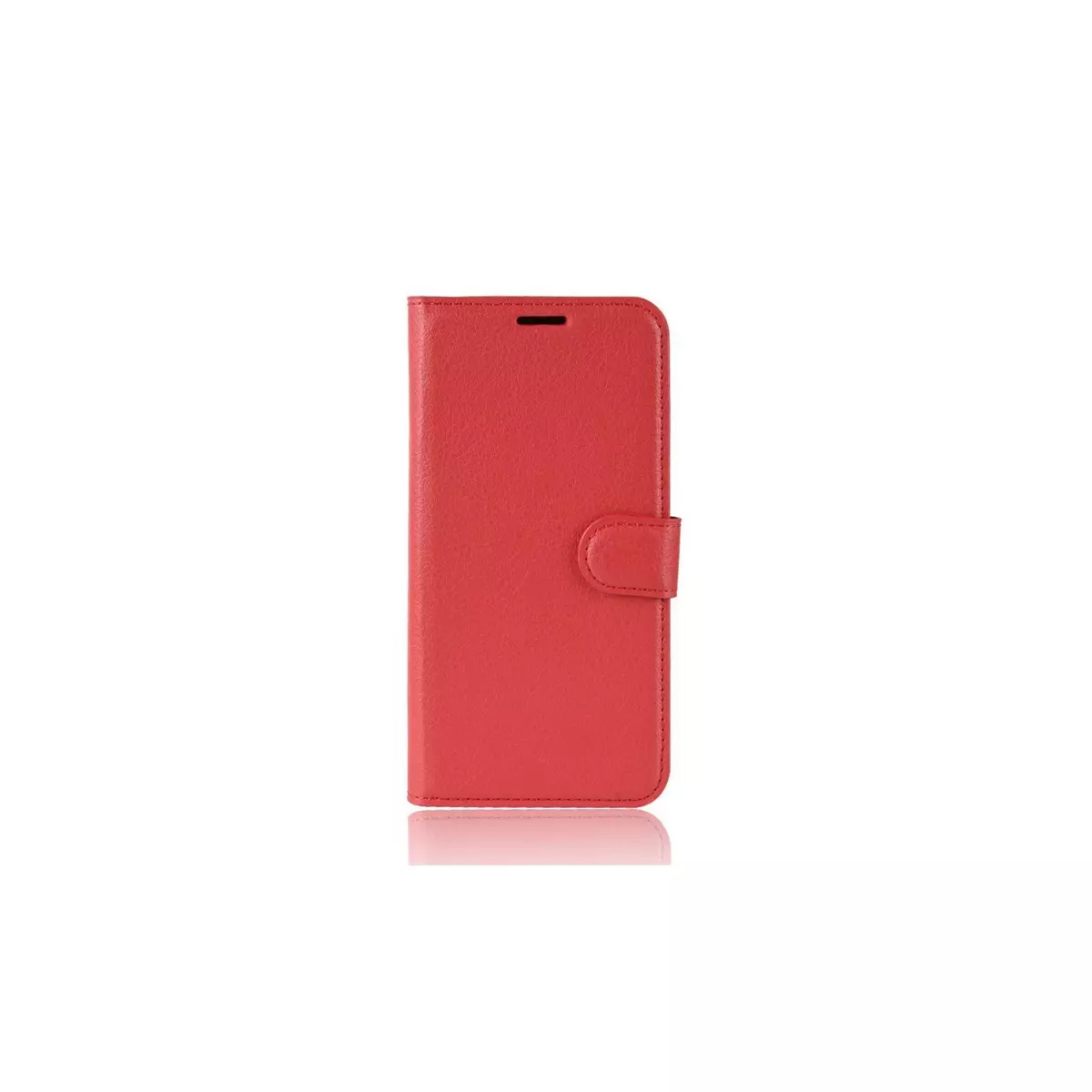 amahousse Housse rouge OnePlus 7 portefeuille grainé et languette aimantée