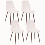 Voir la diapositive 1 : TOILINUX Lot de 4 Chaises confortables en polyester effet bouclette et pieds en fer Roka - Blanc