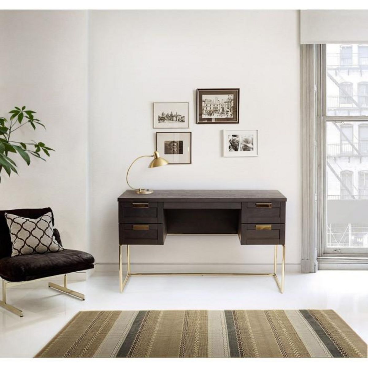 Paris Prix Bureau Design  Pimlico  130cm Charbon