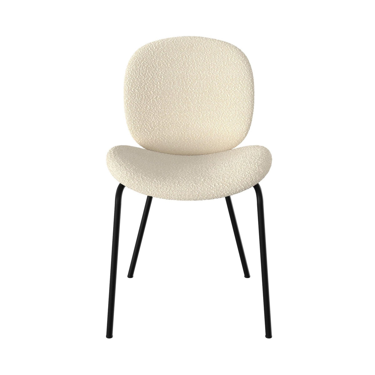 Rendez vous déco Lot de 2 chaises en tissu bouclé beige et pieds en métal noir-Iris
