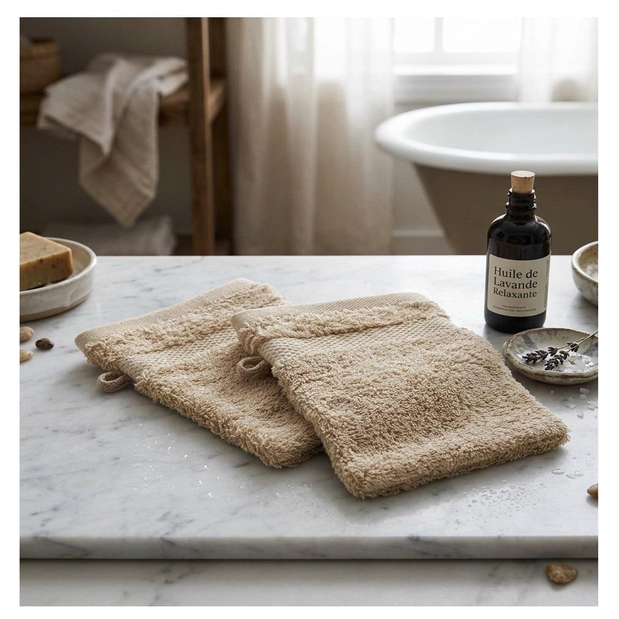 Voir la diapositive 2 : Eden Lot de 2 gants de toilette collection elegante