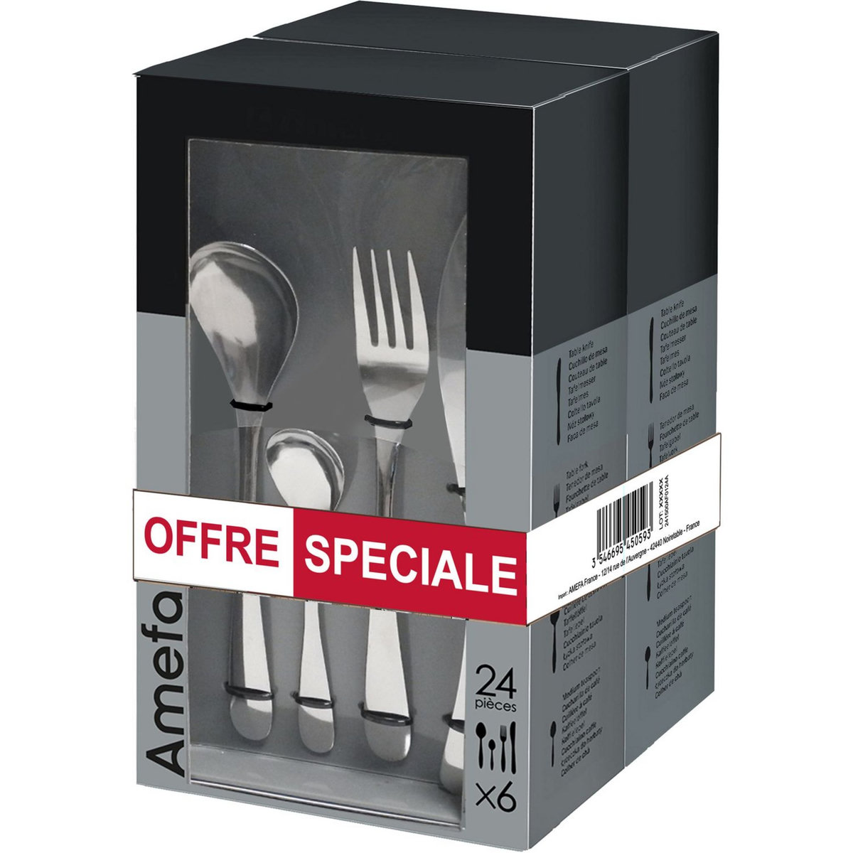 AMEFA Ménagère 48 pièces NYMPHEA acier inoxydable ( 24 pièces x 2)