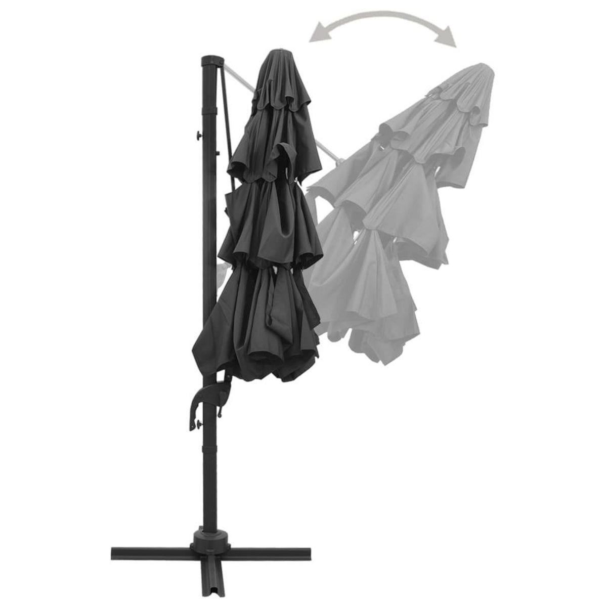 VIDAXL Parasol de jardin a 4 niveaux avec mat en aluminium anthracite