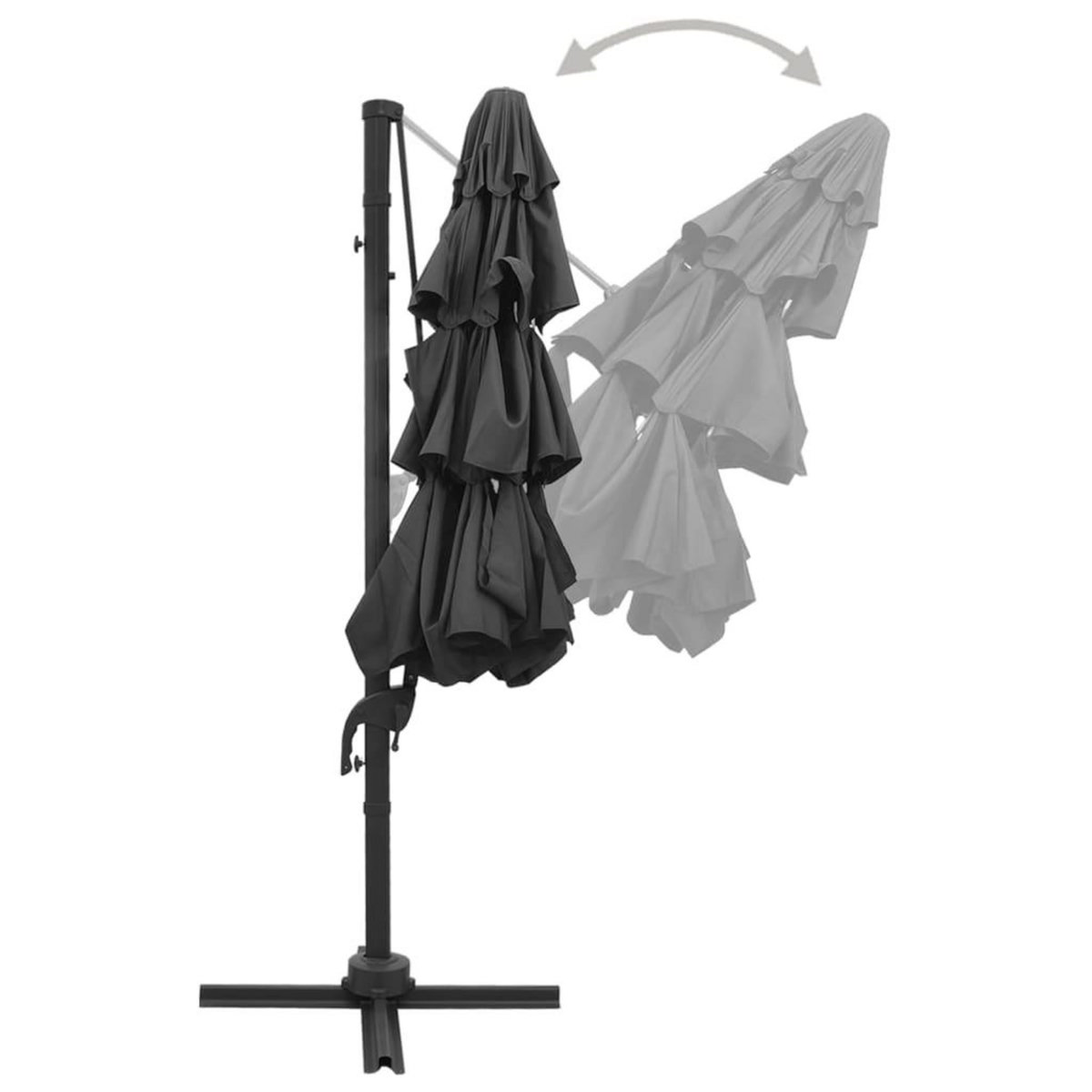 VIDAXL Parasol de jardin a 4 niveaux avec mat en aluminium anthracite