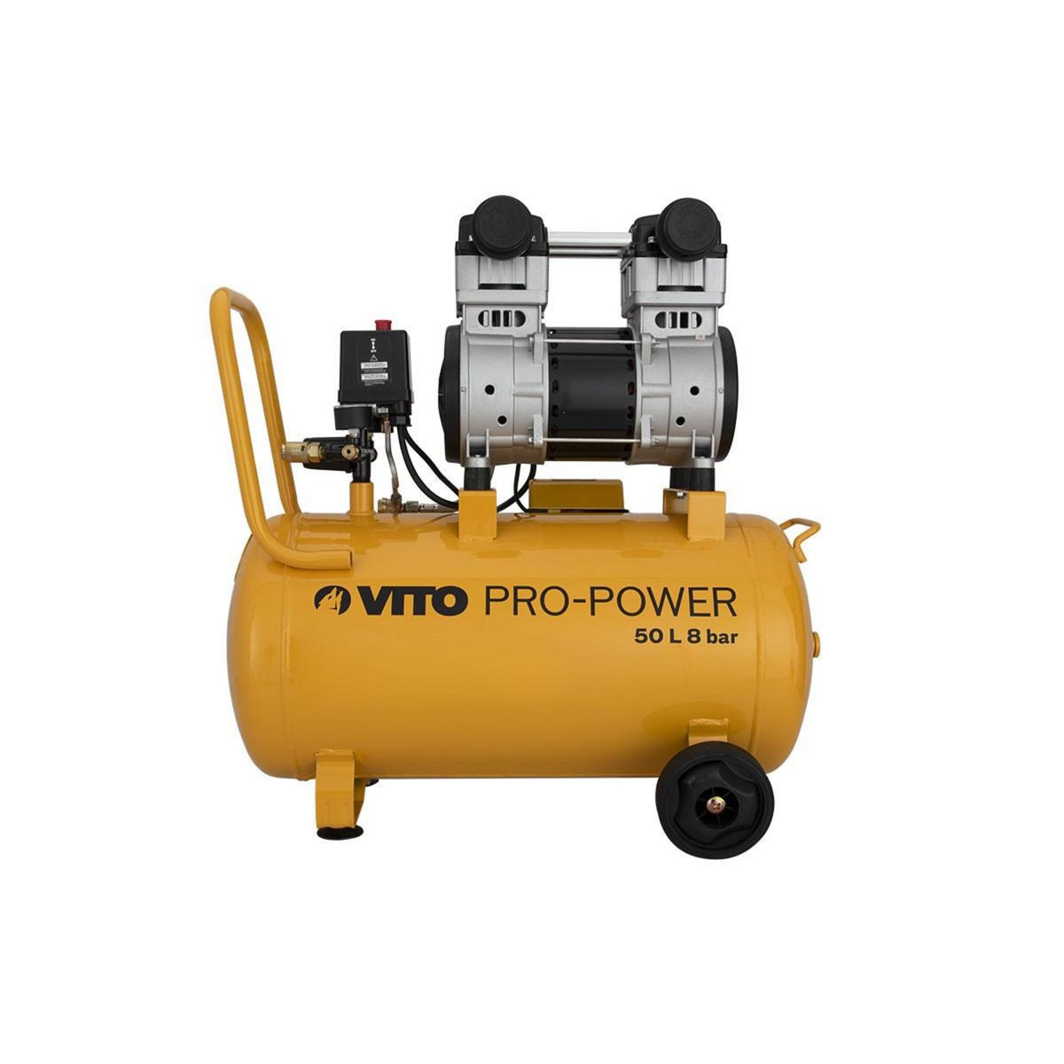 VITO Pro-Power Compresseur d'air Silencieux 50 Litres 1.5 CV 1100W 8 bar VITO