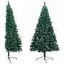 VIDAXL Demi-arbre de Noël artificiel pre-eclaire et boules vert 180 cm