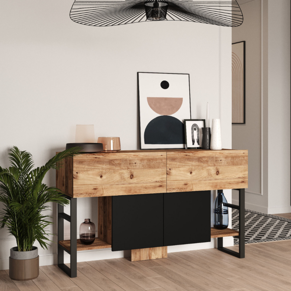 CONCEPT USINE Console avec rangements style industriel TARI
