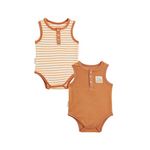 Petit Béguin Lot de 2 bodies bébé sans manches en éponge Mio. Coloris disponibles : Marron