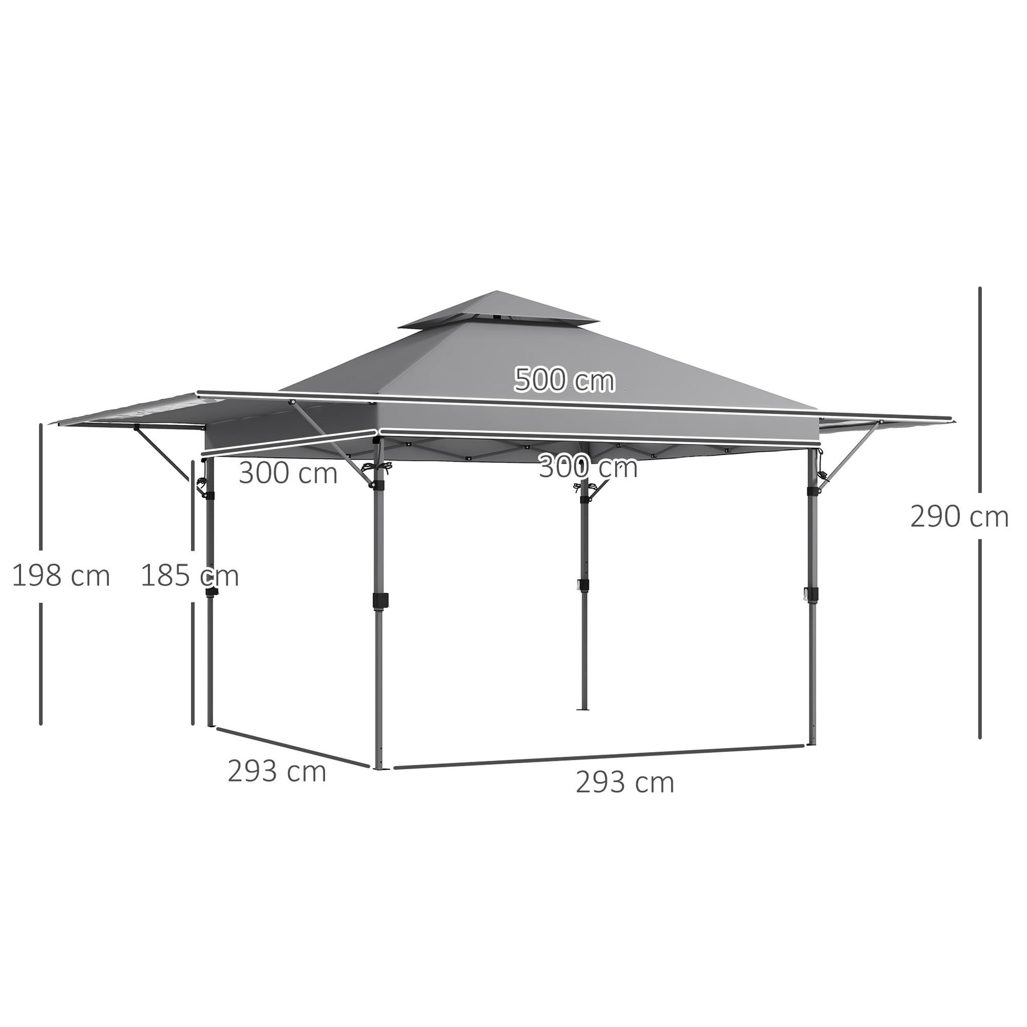 Voir la diapositive 3 : OUTSUNNY Tonnelle pop-up de jardin barnum pliant 5 x 3 m - sac à de transport à roulettes inclus - acier oxford gris
