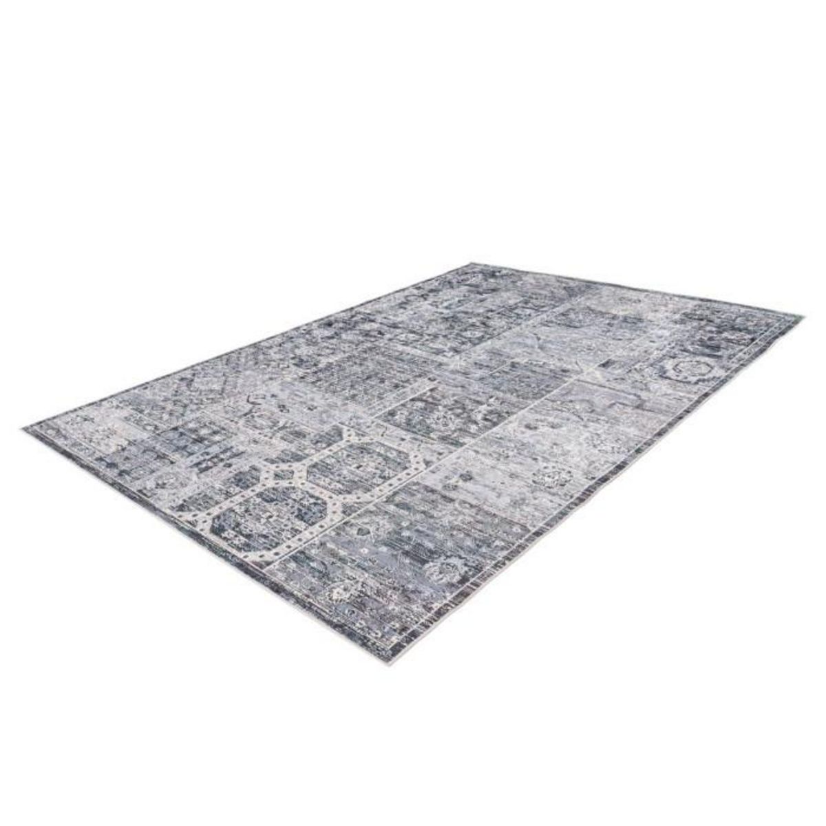 Paris Prix Tapis Vintage Imprimé à Poils Plats  Rhodin  Gris
