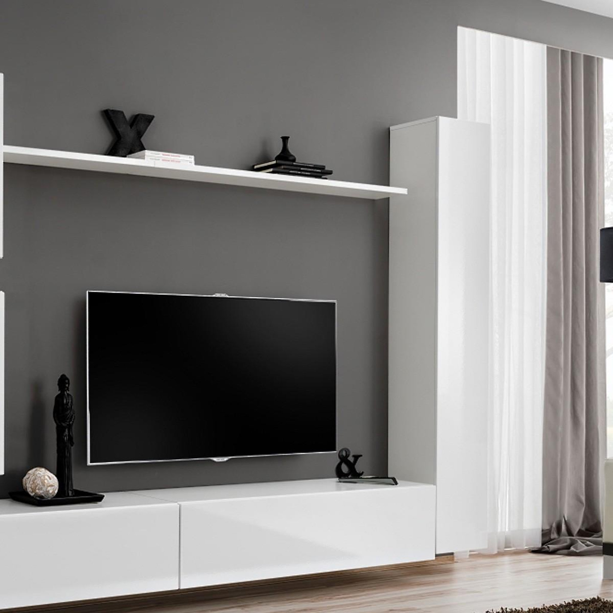 Voir la diapositive 4 : Paris Prix Meuble tv mural design  switch viii  280cm blanc