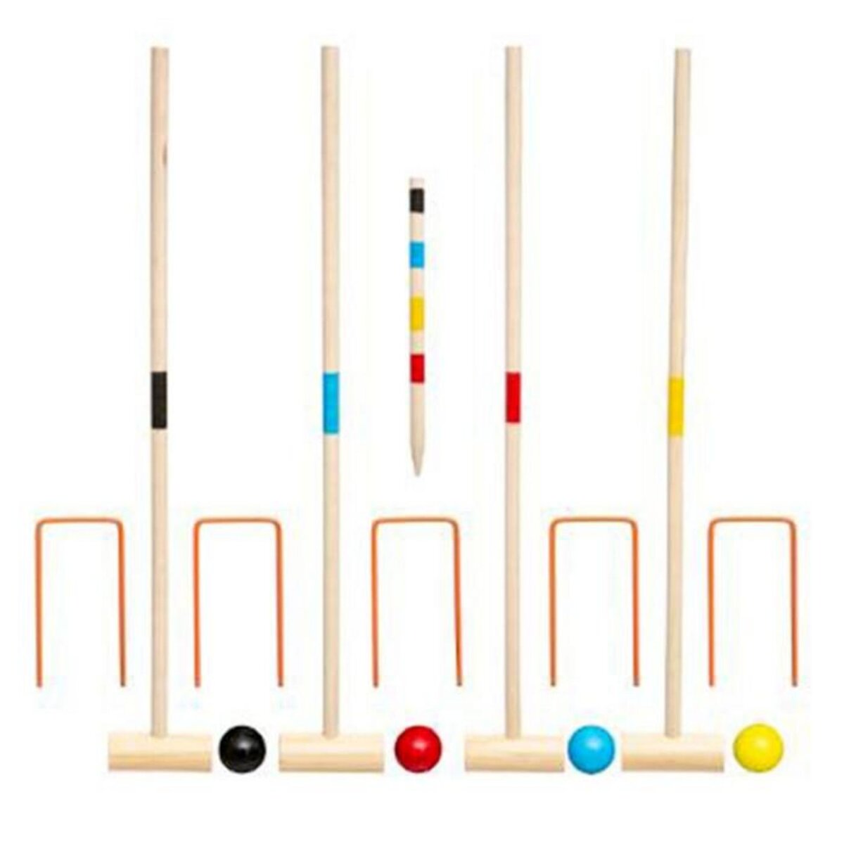 Be Toys Jeu Enfant en Bois  Croquet  57cm Naturel