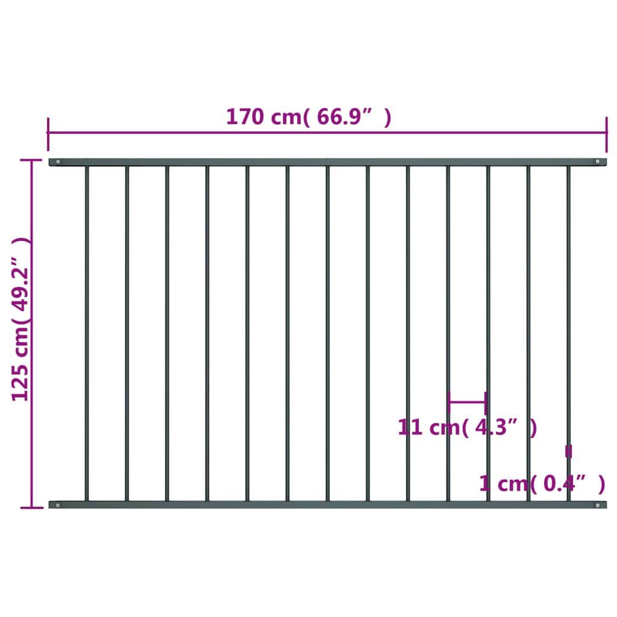 Voir la diapositive 4 : VIDAXL Panneau de cloture Acier enduit de poudre 1,7x1,25 m Anthracite