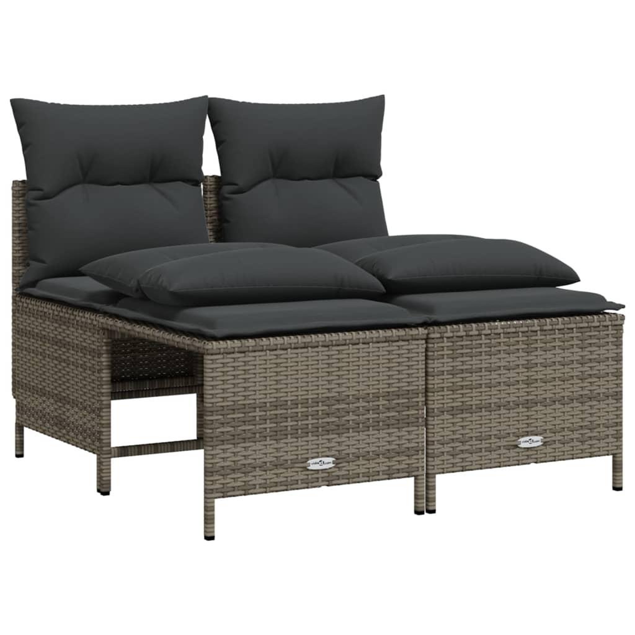 Voir la diapositive 2 : VIDAXL Salon de jardin 4 pcs avec coussins gris resine tressee