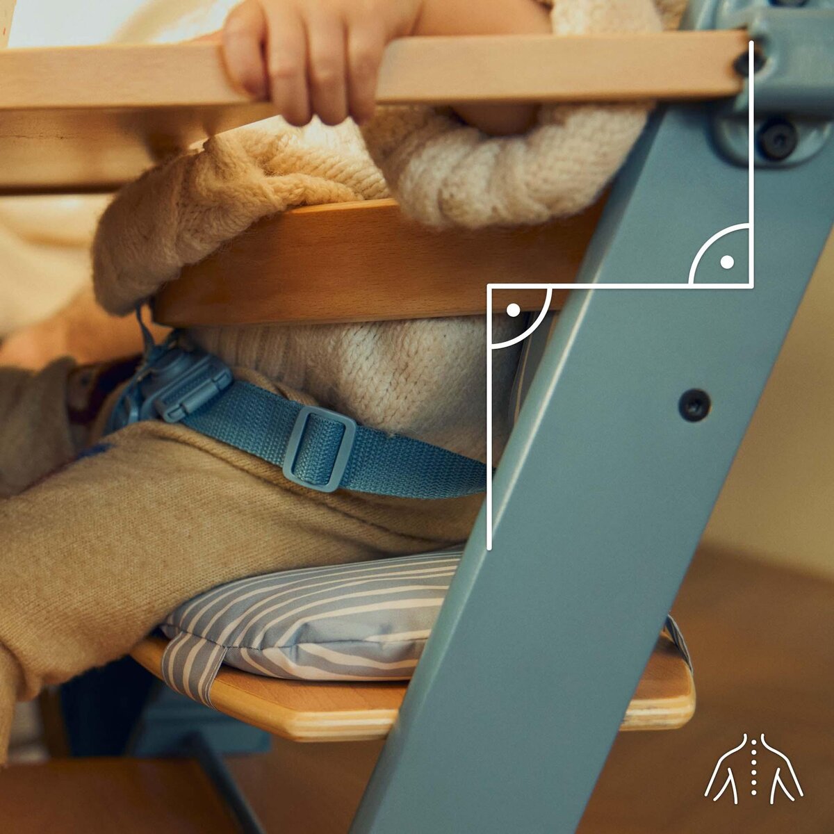 KINDERKRAFT Chaise haute bois 3 en 1 reglable avec harnais