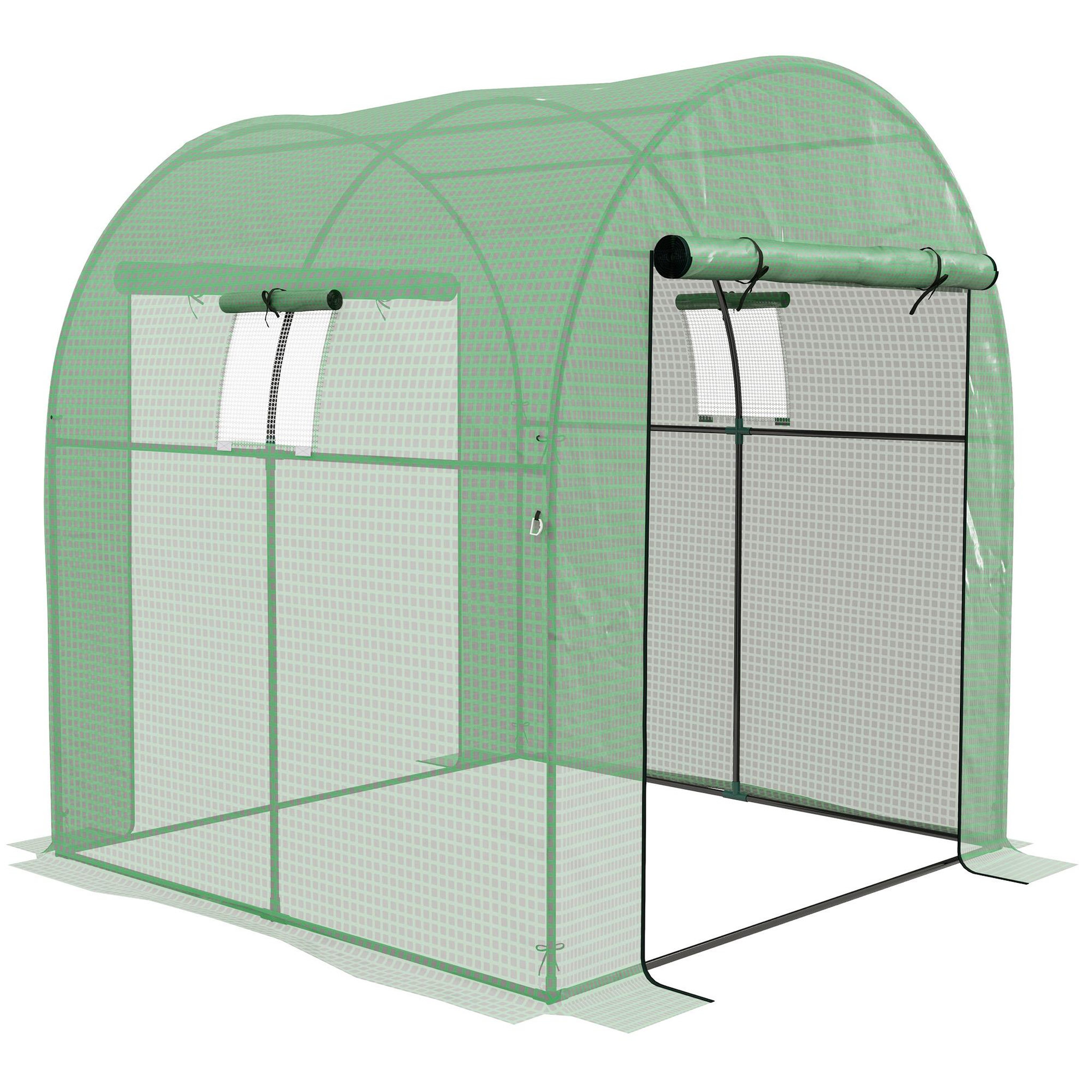 OUTSUNNY Serre tunnel 3,24 m² 2 portes zippées 2 fenêtres maillées acier PE haute densité 135 g/m² vert
