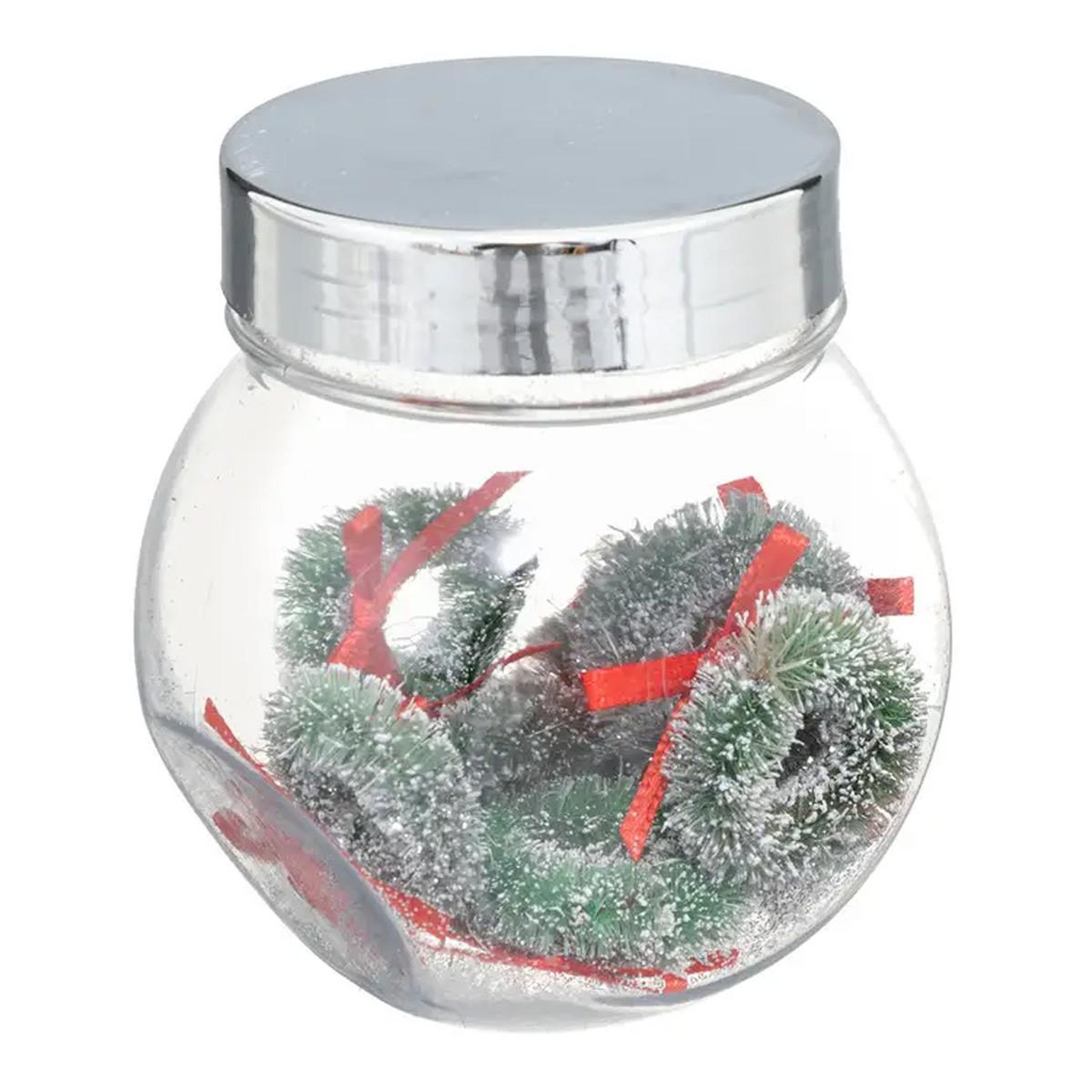 ATMOSPHERA Lot de 8 couronnes noël  bocal  7cm vert & rouge
