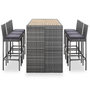 Voir la diapositive 2 : VIDAXL Ensemble de bar d'exterieur 7 pcs coussins Resine tressee Gris