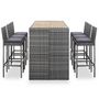 Voir la diapositive 2 : VIDAXL Ensemble de bar d'exterieur 7 pcs coussins Resine tressee Gris