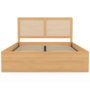 Voir la diapositive 3 : ID MARKET Lit coffre double EDHEN avec tête de lit cannage et sommier 140 x 190 cm coloris bois