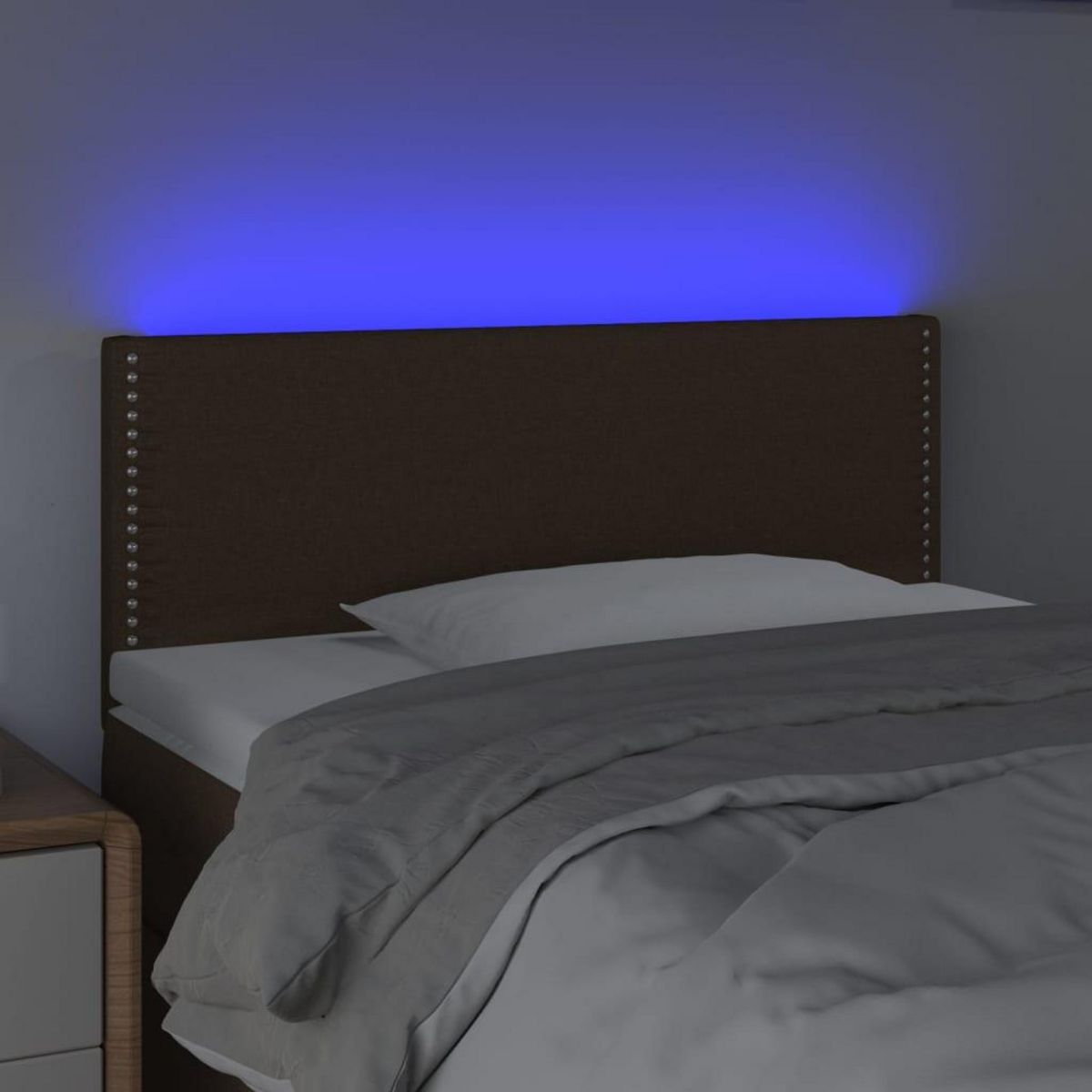 VIDAXL Tete de lit a LED Marron Fonce 100x5x78/88 cm Tissu