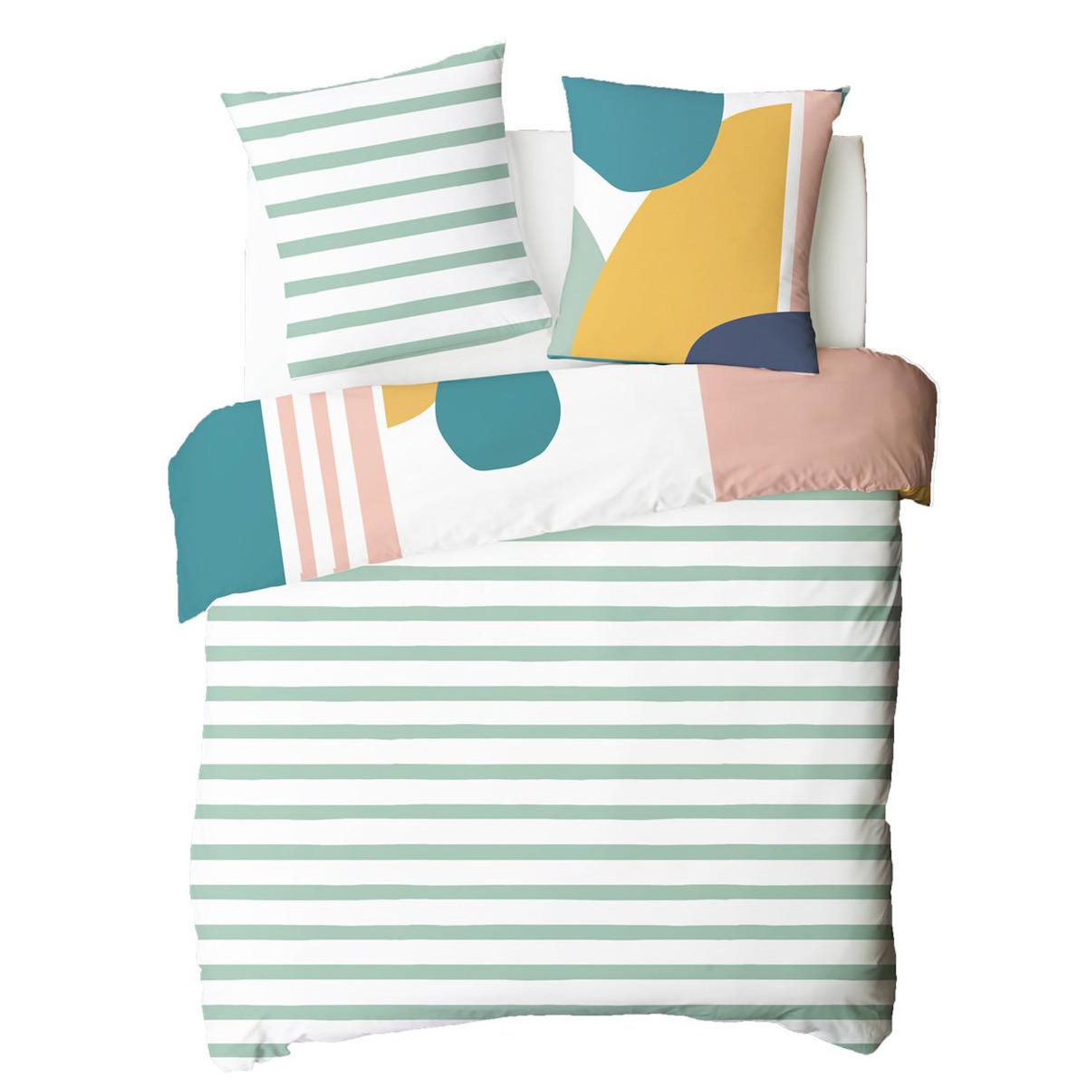 FUTURE HOME Parure de lit 2 personnes géométrique à rayures