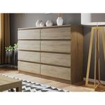 BEST MOBILIER Celia - commode 8 tiroirs - effet bois - 139 cm - style contemporain. Coloris disponibles : Marron