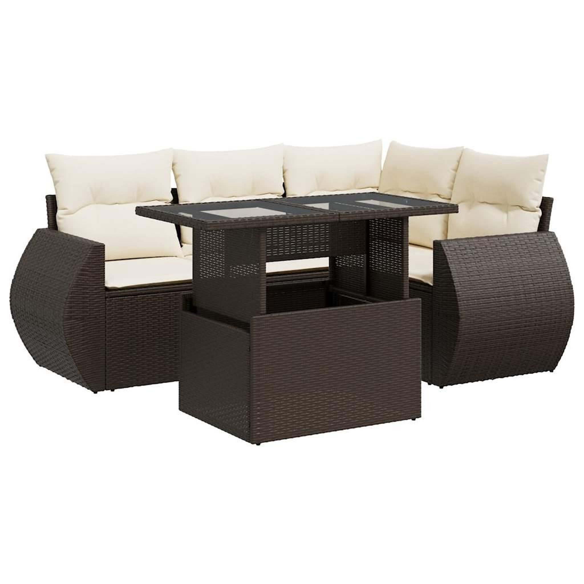 Voir la diapositive 2 : VIDAXL Salon de jardin avec coussins 5 pcs marron resine tressee