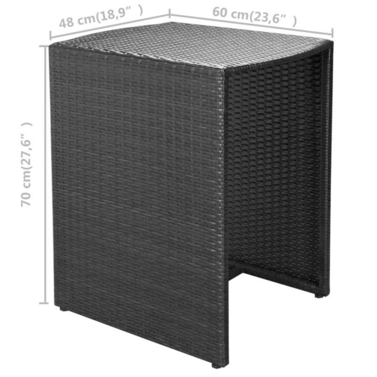 VIDAXL Ensemble de bistro 3 pcs avec coussins résine tressée noir