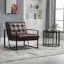 Voir la diapositive 2 : HOMCOM Fauteuil lounge Chesterfield assise dossier capitonnés structure métal noir revêtement synthétique chocolat