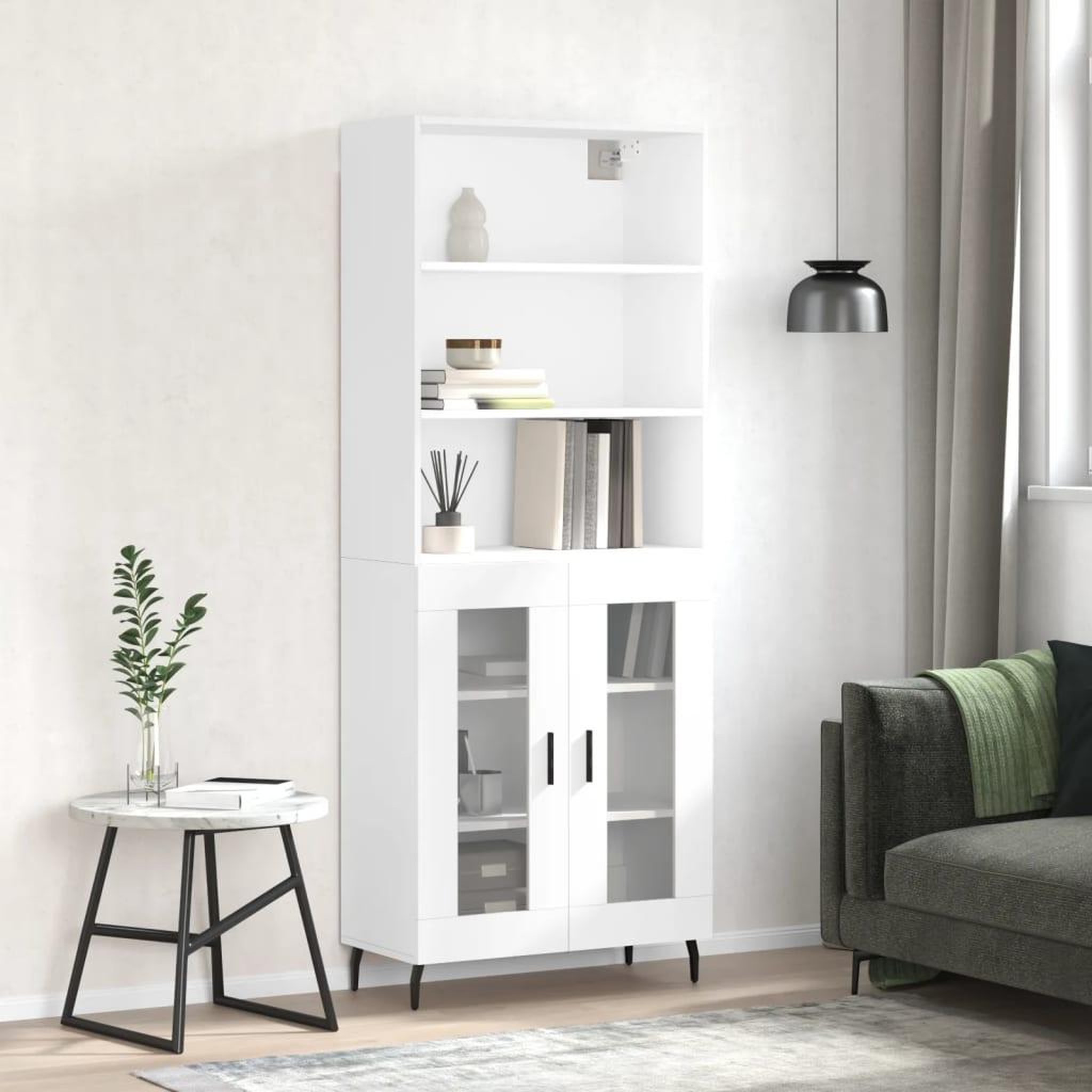 VIDAXL Buffet haut Blanc 69,5x34x180 cm Bois d'ingenierie