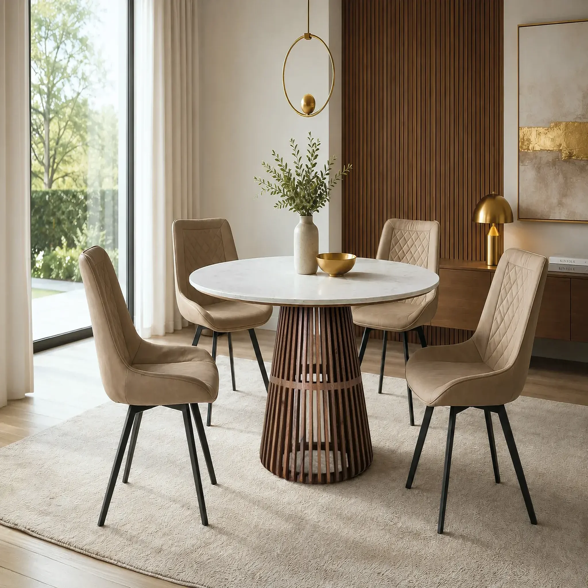 Voir la diapositive 2 : GINER Y COLOMER SL Tables à manger en marbre 120 cm style naturel élégant