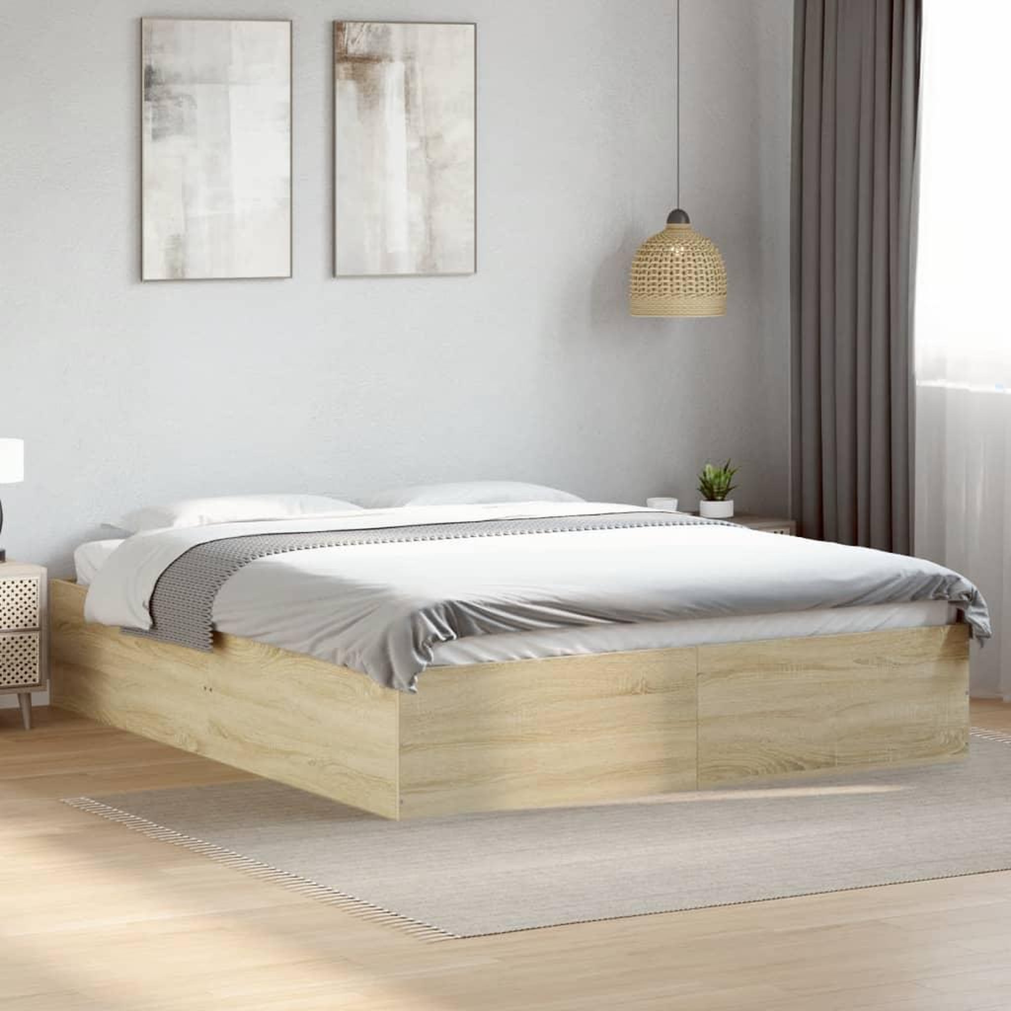 VIDAXL Cadre de lit sans matelas chene sonoma 150x200 cm