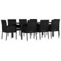 Voir la diapositive 3 : VIDAXL Ensemble a manger jardin 9pcs et coussins noir resine tressee