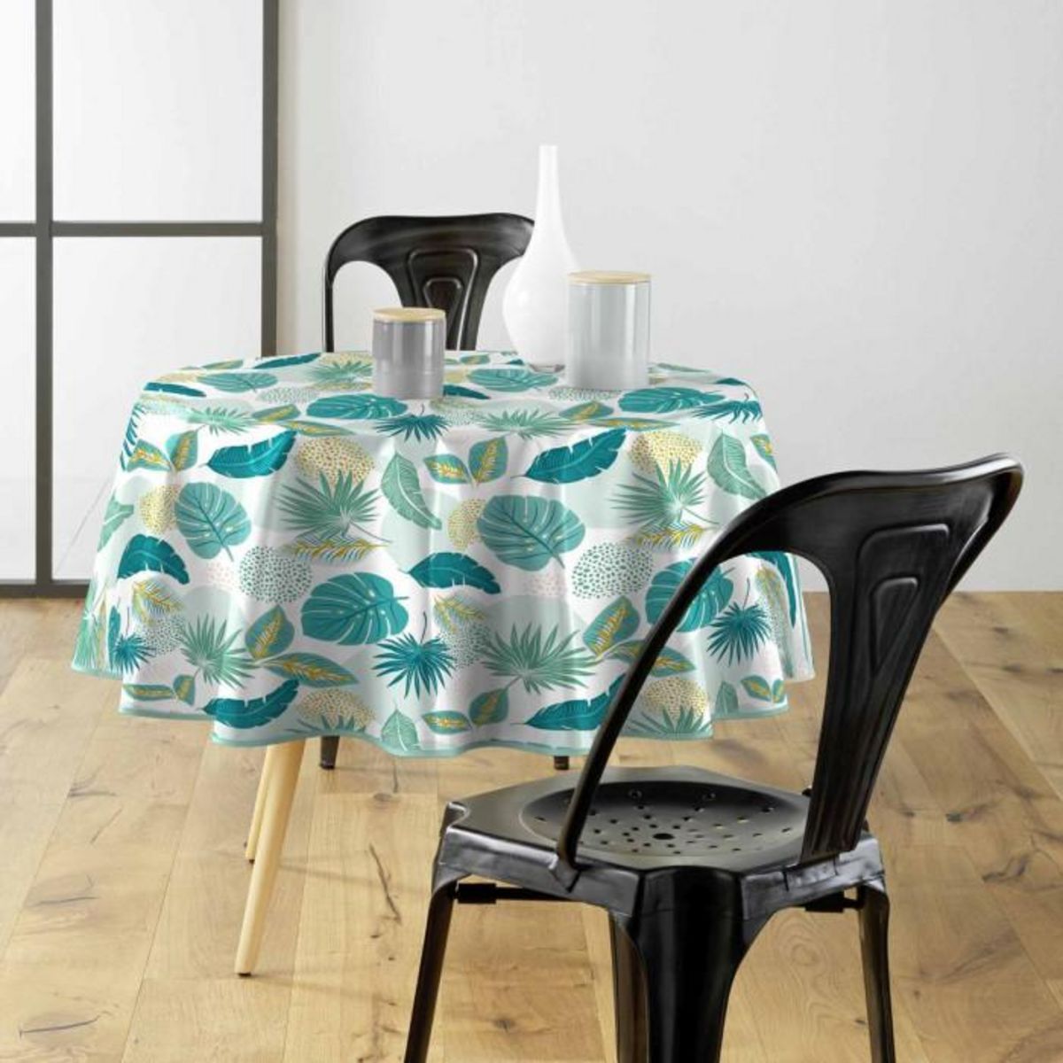 Paris Prix Nappe Toile Cirée Ronde Imprimé  Plantania  160cm Bleu