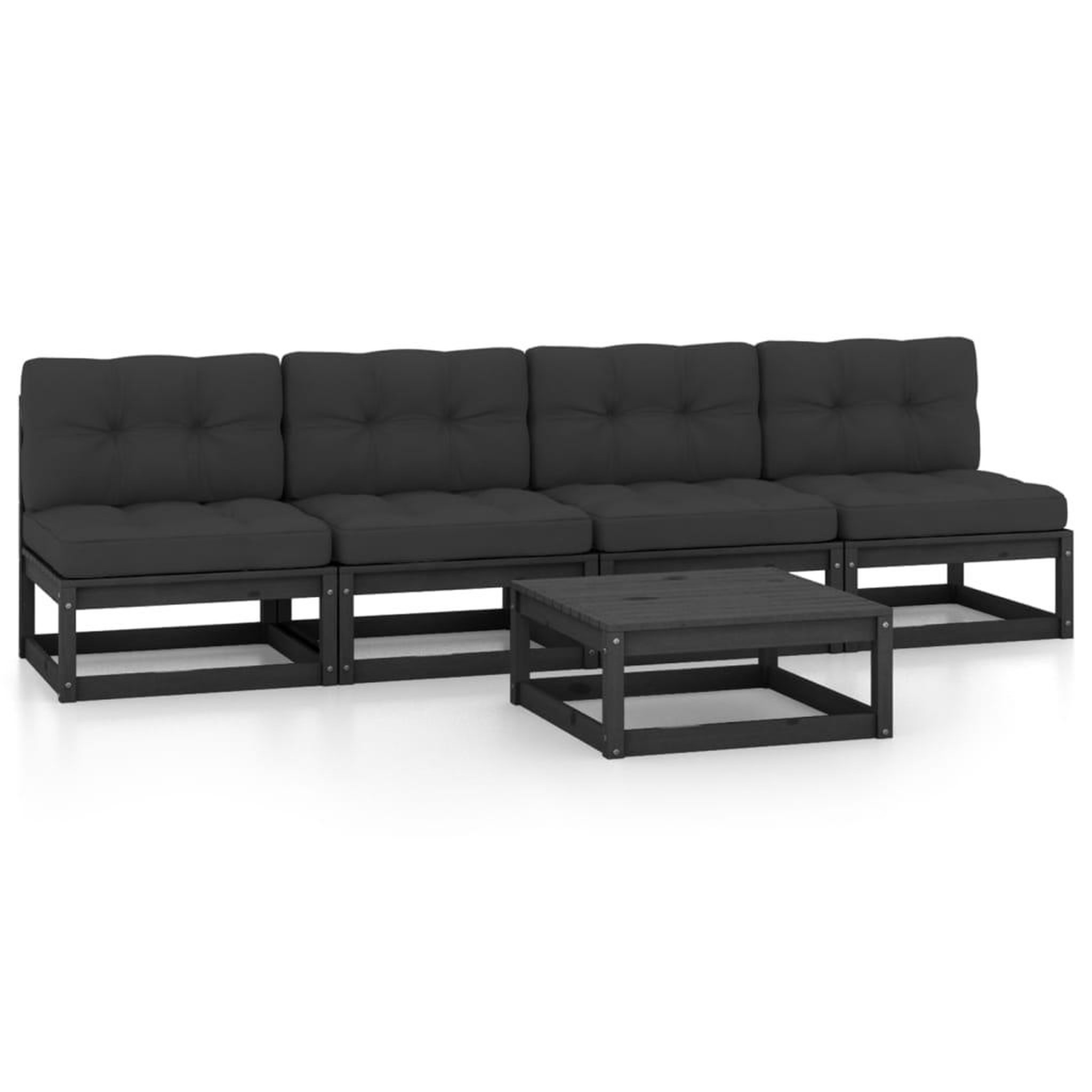 Voir la diapositive 2 : VIDAXL Salon de jardin 5 pcs avec coussins Bois de pin massif