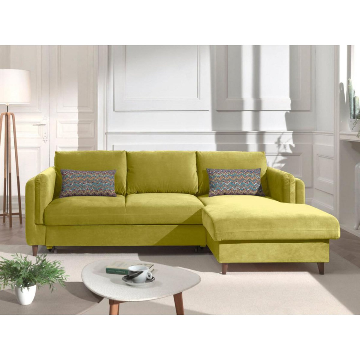 LISA DESIGN Brooke - canapé d'angle droit - convertible avec coffre - 4 places - en velours