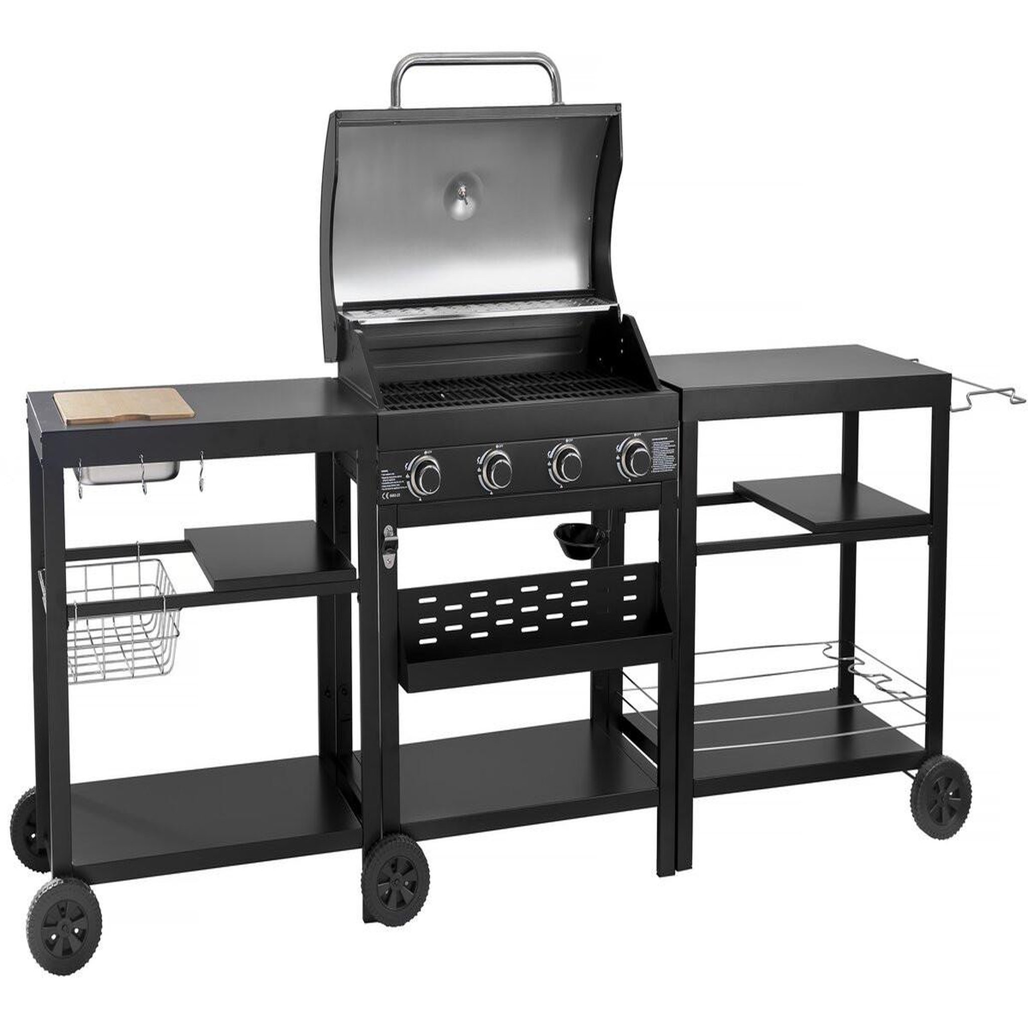 Voir la diapositive 3 : Habitat et Jardin Barbecue à gaz cuisine d'extérieur - 12 kw - 4 brûleurs - noir